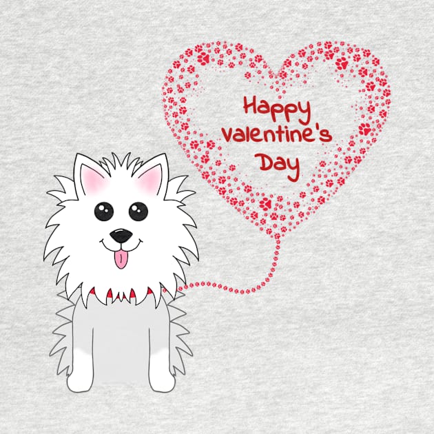 Valentines Day Dog with Paw-Print Heart Balloon by Designs_by_KC